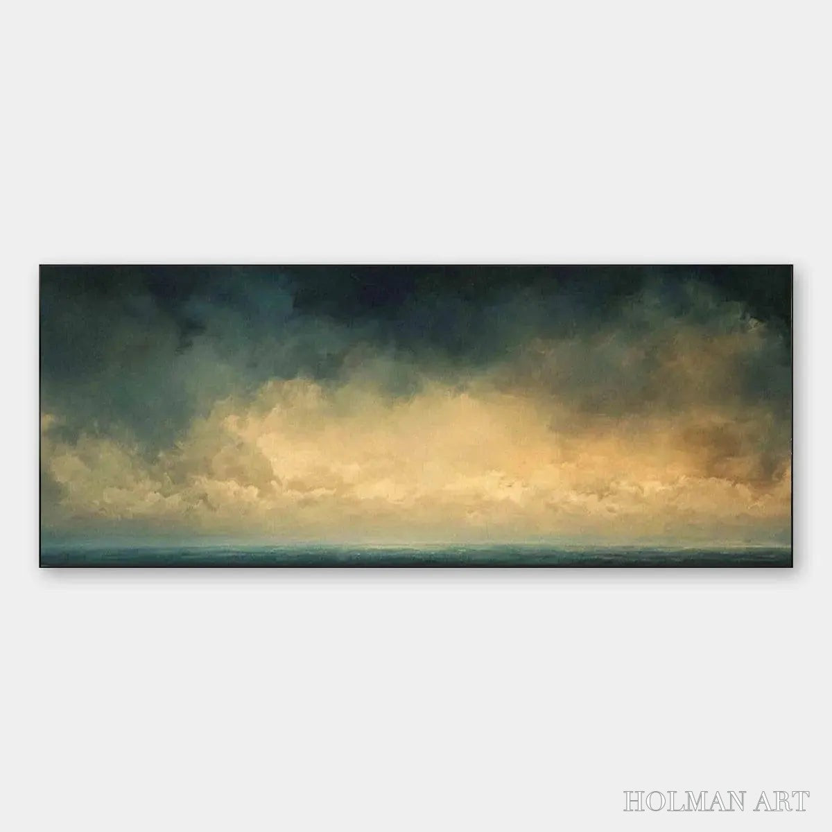 HOLMAN ART Golden Clouds Panoramic – Seascape Painting, Panoramic , Coastal Decor - image 1