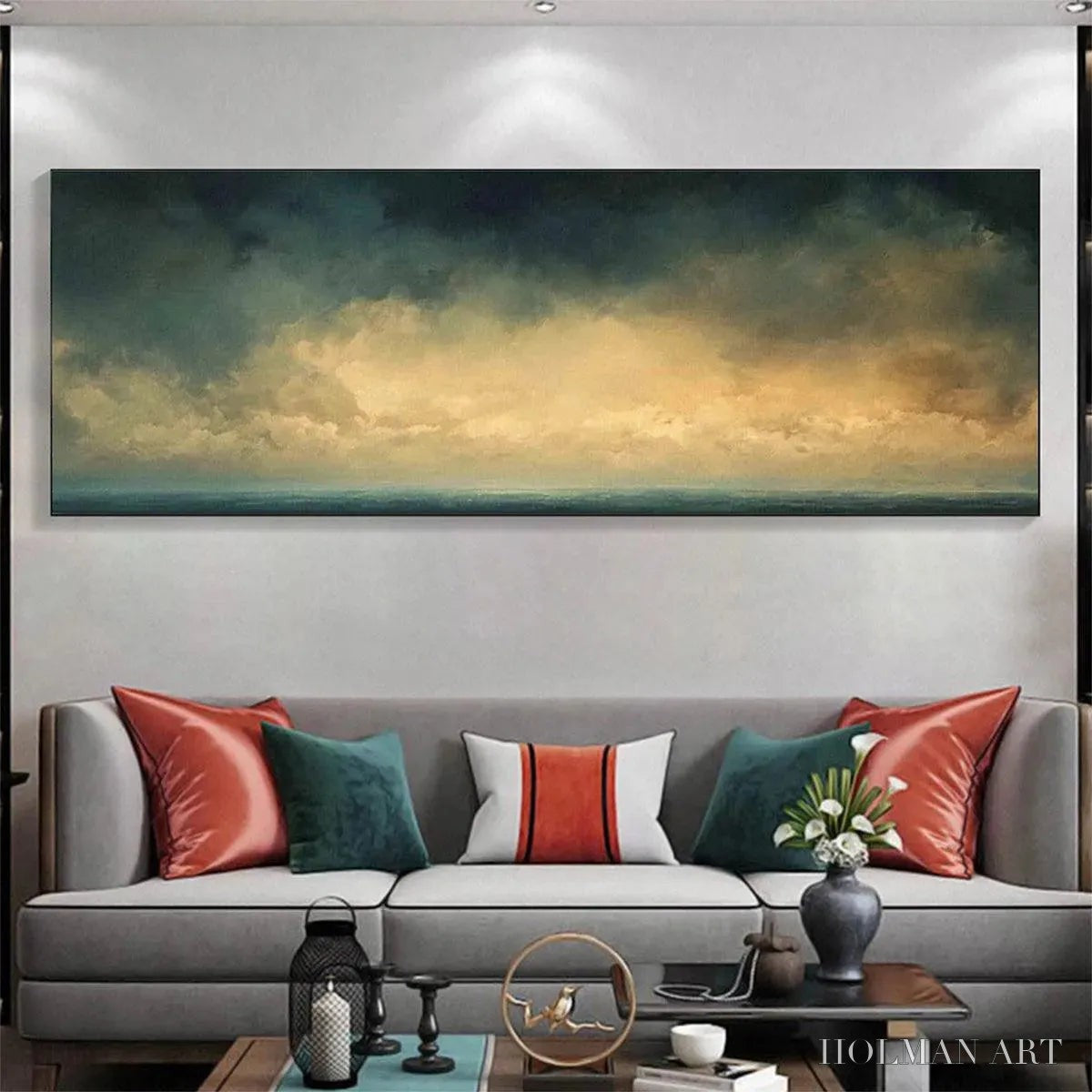 HOLMAN ART Golden Clouds Panoramic – Seascape Painting, Panoramic , Coastal Decor - image 2