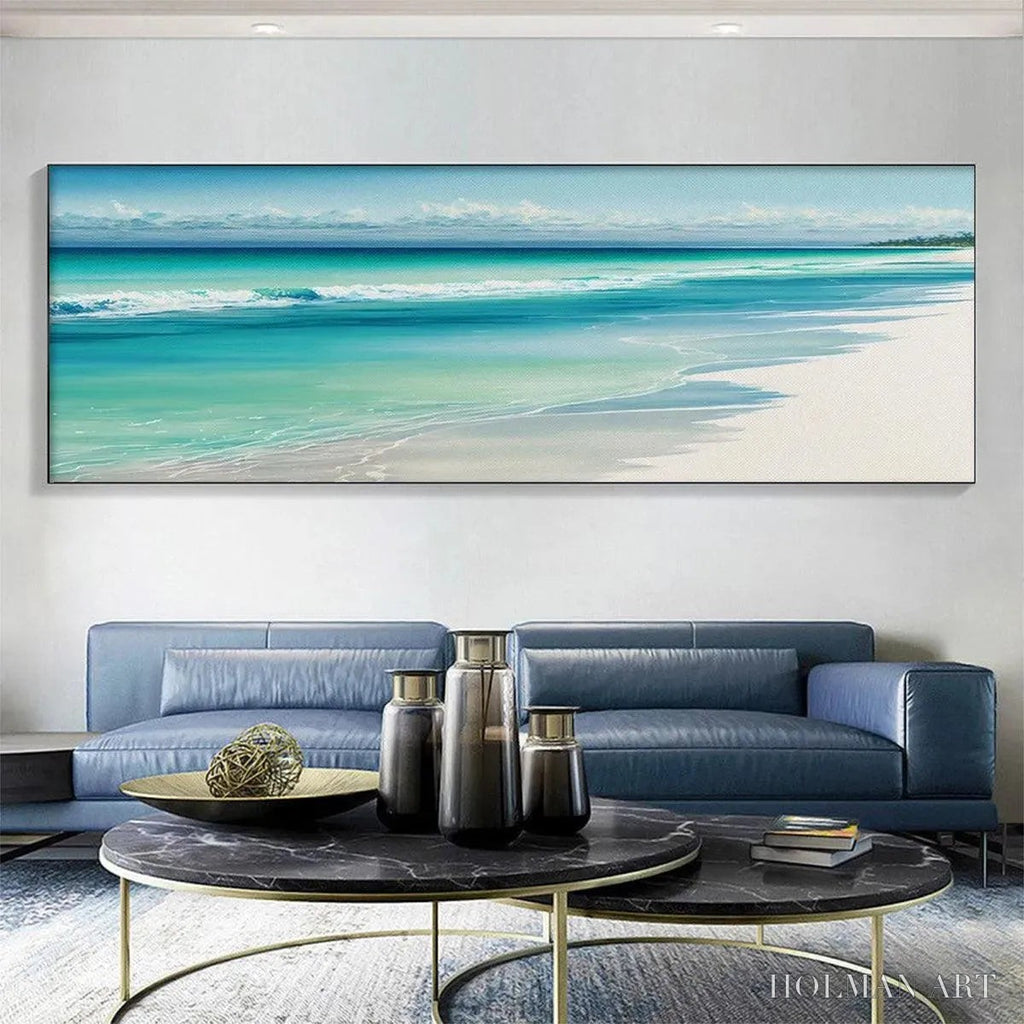 HOLMAN ART Turquoise Dream Panoramic – Beach Painting, Panoramic , Coastal Decor - image 2