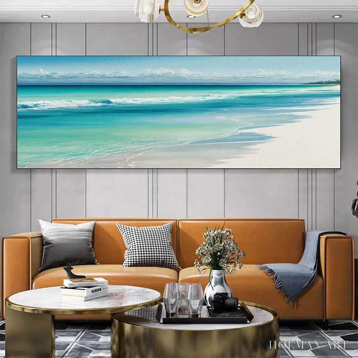 HOLMAN ART Turquoise Dream Panoramic – Beach Painting, Panoramic , Coastal Decor - image 6