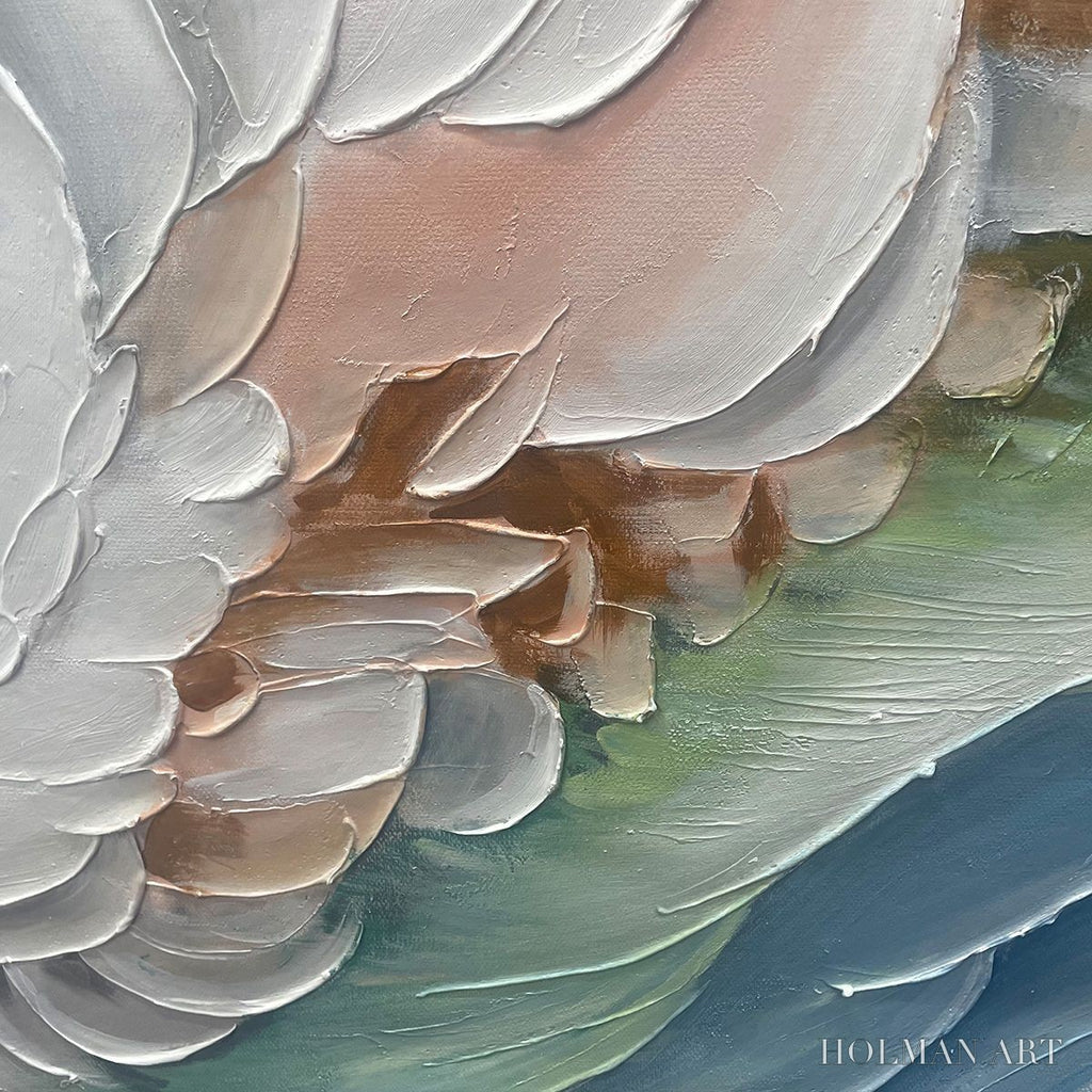 HOLMAN ART Ocean Whispers – Textured Abstract Seascape Painting, White and Blue , Panoramic Canvas, Coastal Decor - image 3