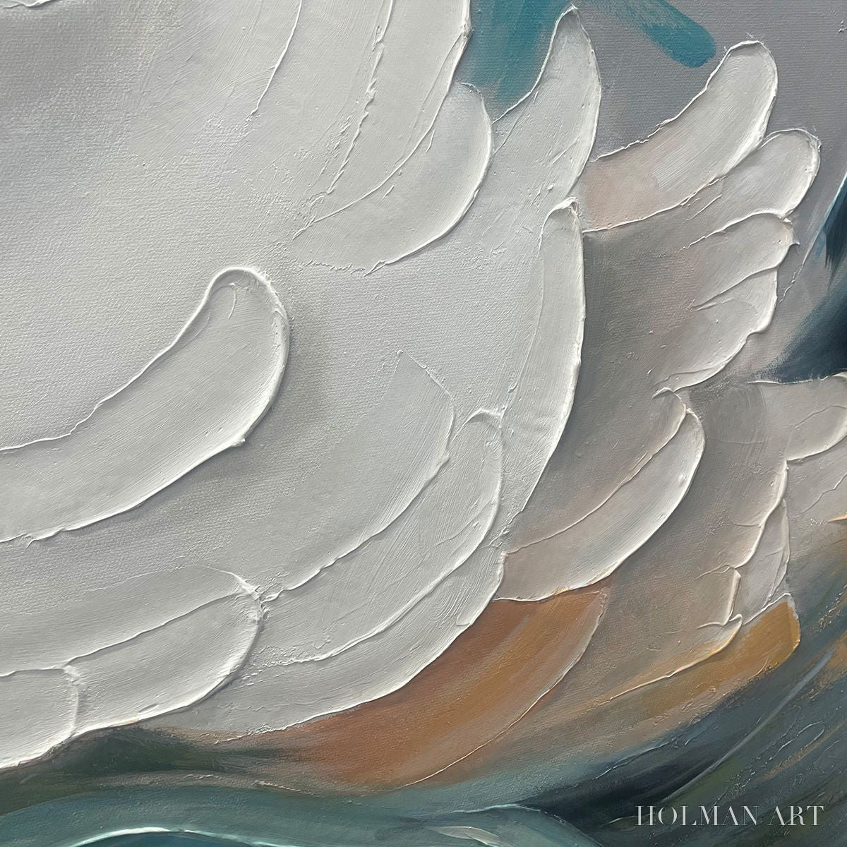 HOLMAN ART Ocean Whispers – Textured Abstract Seascape Painting, White and Blue , Panoramic Canvas, Coastal Decor - image 5