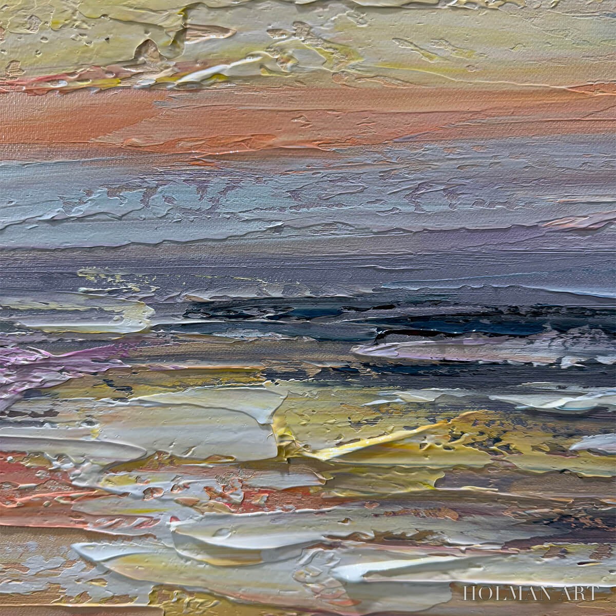 HOLMAN ART Serene Sunset – Panoramic Seascape Painting, Textured , Horizontal Canvas, Beach Decor - image 3