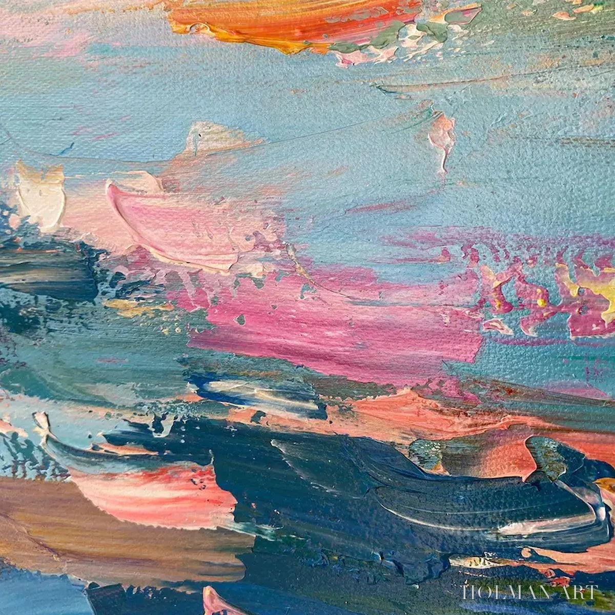 HOLMAN ART Sailing At Sunset – Colorful Seascape Painting, Textured , Vertical Canvas, Beach Decor - image 3