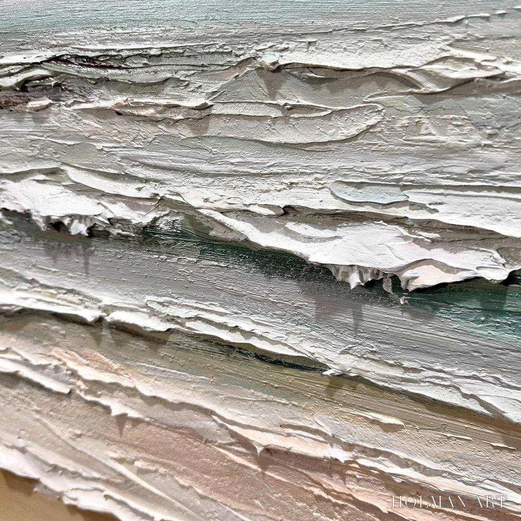 HOLMAN ART Coastal Serenity – Textured Seascape Painting, Impasto , Horizontal Canvas, Beach Decor - image 3