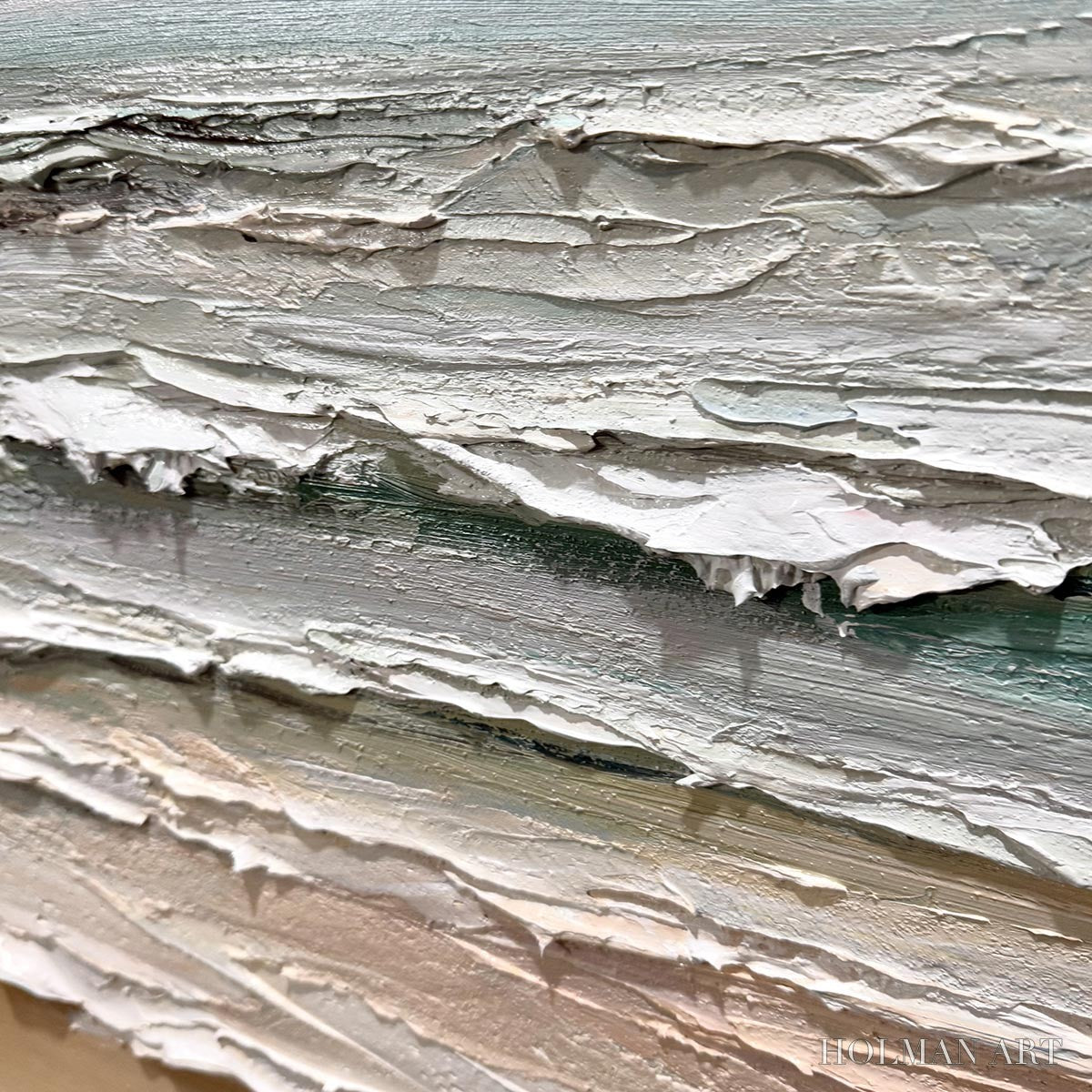 HOLMAN ART Coastal Serenity – Textured Seascape Painting, Impasto , Horizontal Canvas, Beach Decor - image 3