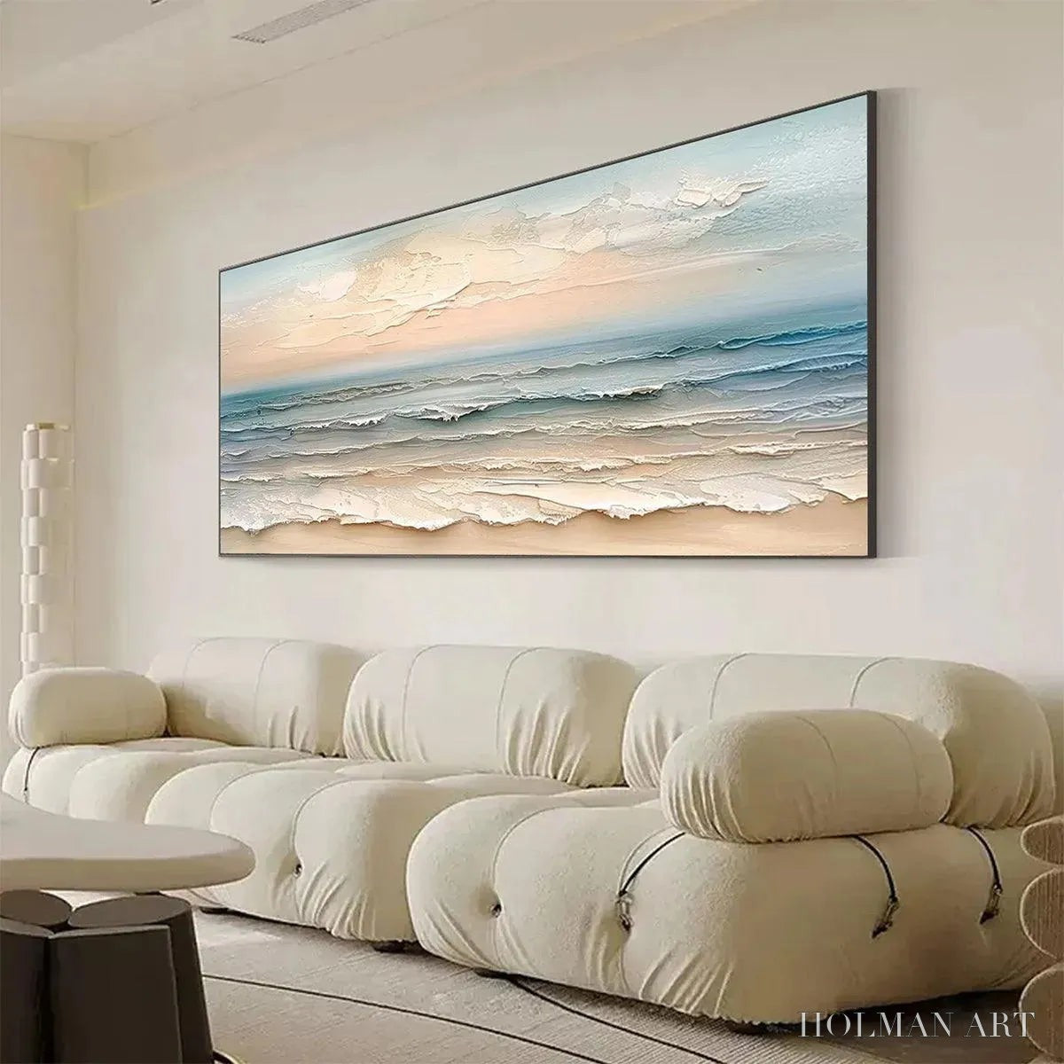 HOLMAN ART Coastal Serenity – Textured Seascape Painting, Impasto , Horizontal Canvas, Beach Decor - image 4