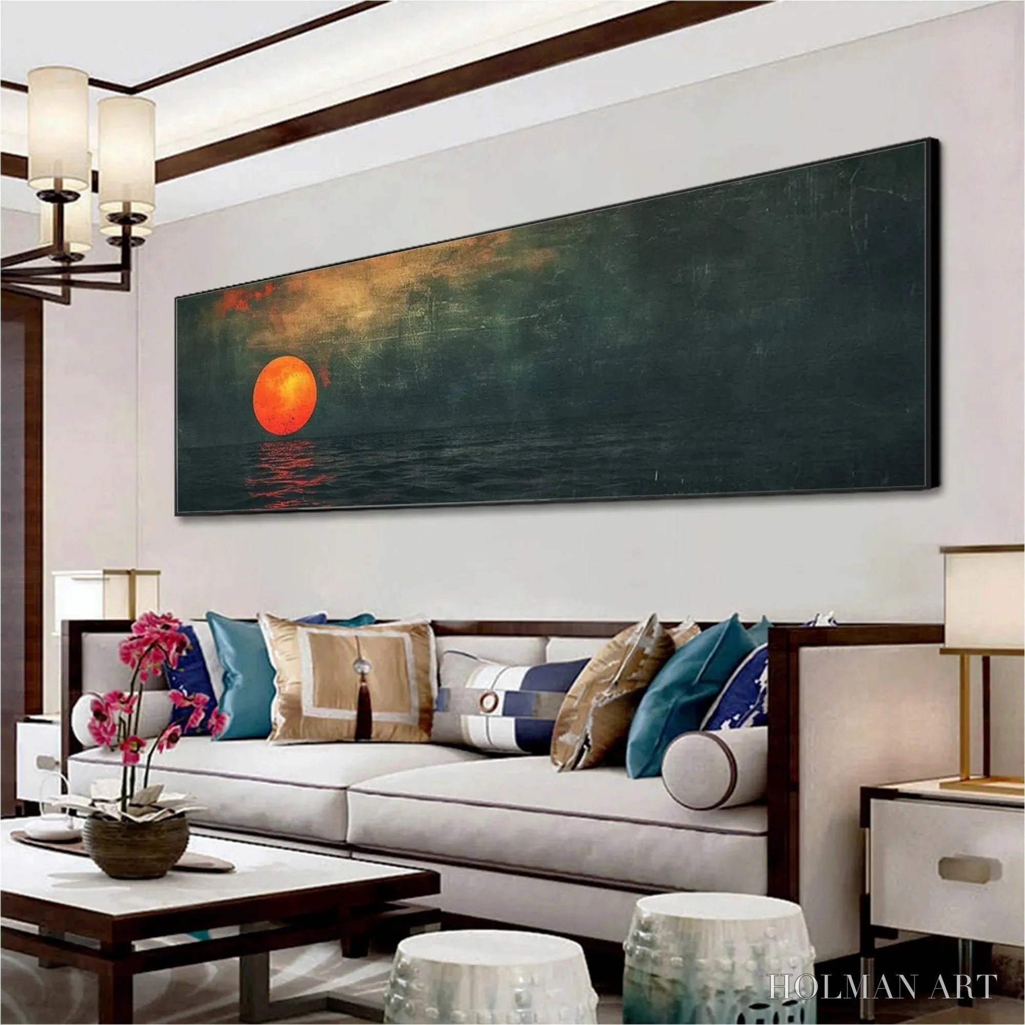 HOLMAN ART Blood Moon Panoramic – Sunset Painting, Panoramic - image 5