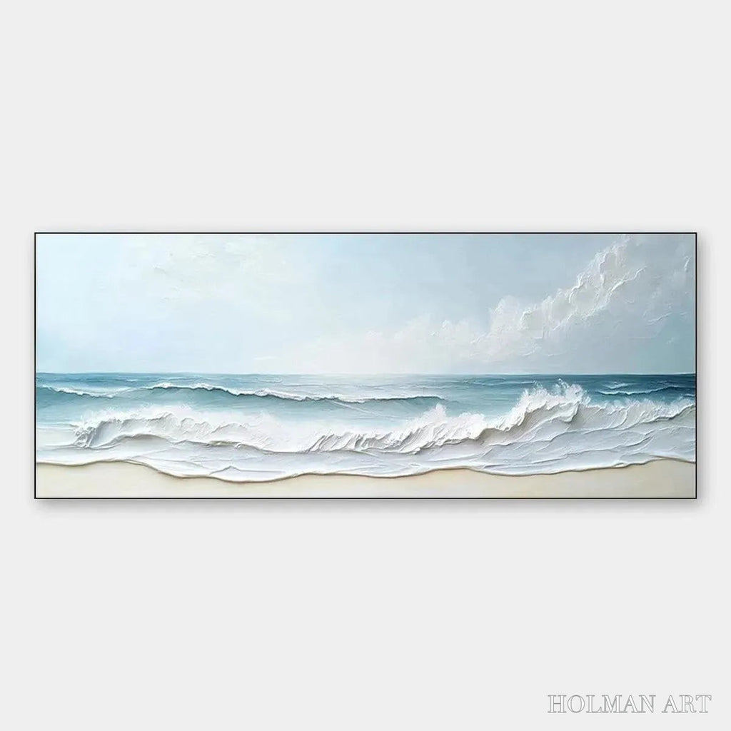 HOLMAN ART Ocean Waves Panoramic – Panoramic Ocean Painting, Beach - image 1