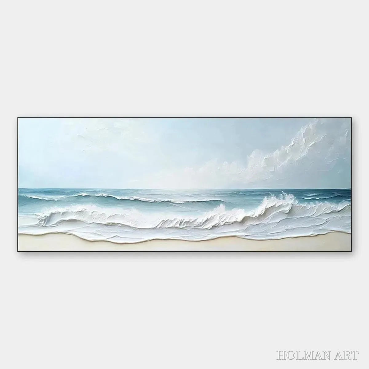 HOLMAN ART Ocean Waves Panoramic – Panoramic Ocean Painting, Beach - image 1