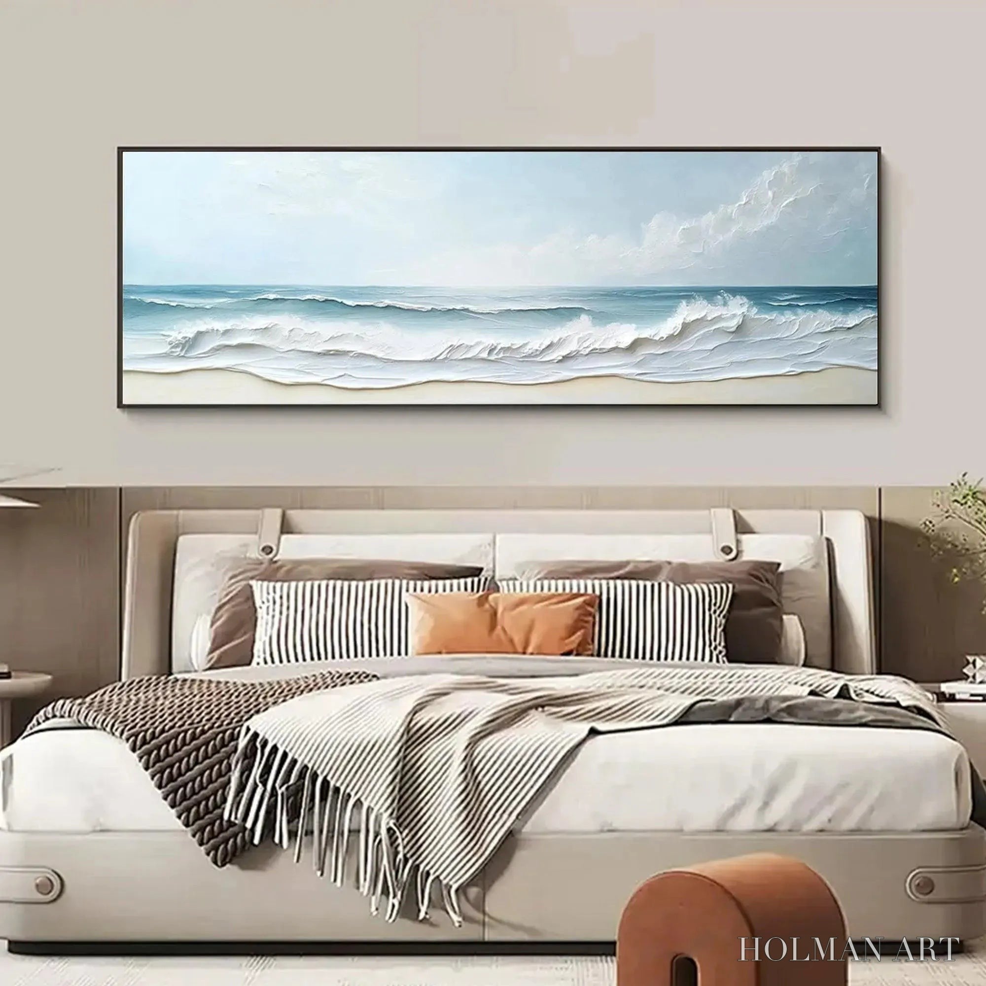 HOLMAN ART Ocean Waves Panoramic – Panoramic Ocean Painting, Beach - image 2