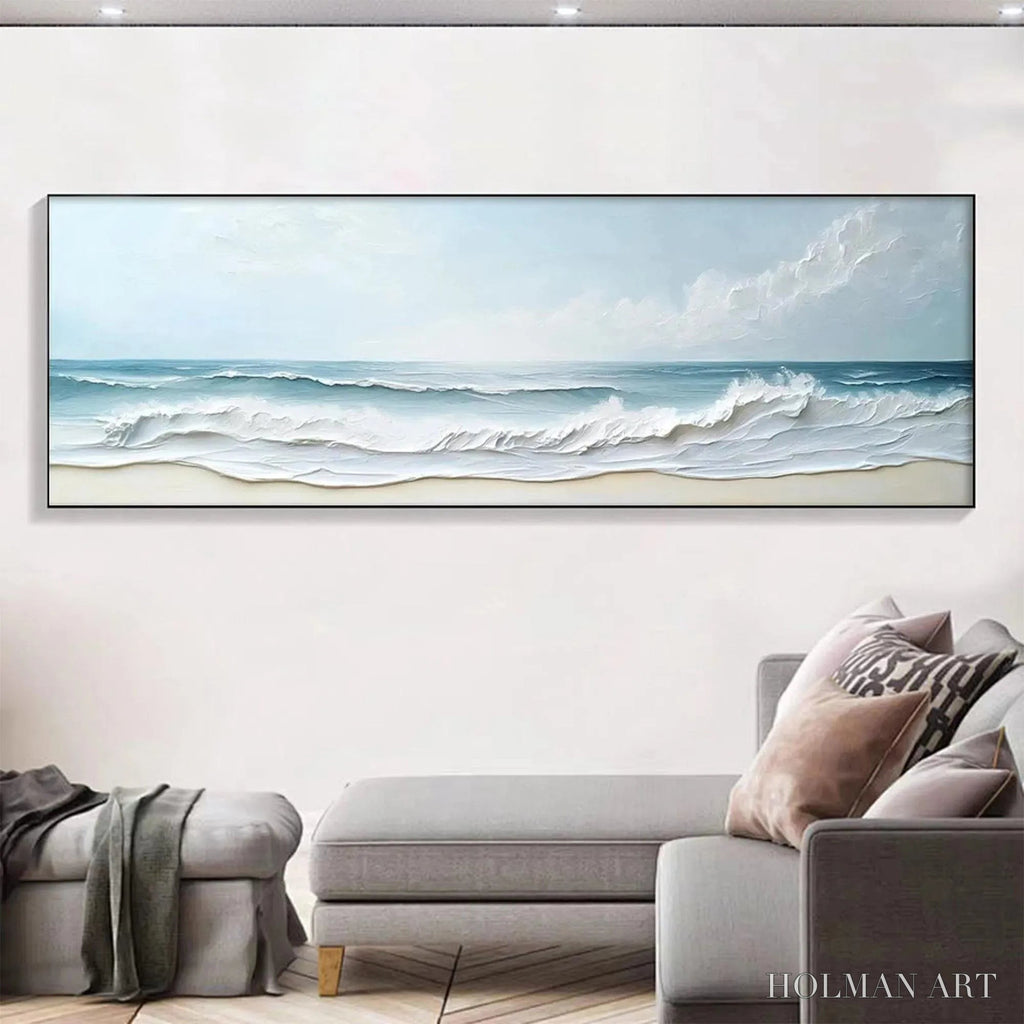 HOLMAN ART Ocean Waves Panoramic – Panoramic Ocean Painting, Beach - image 4
