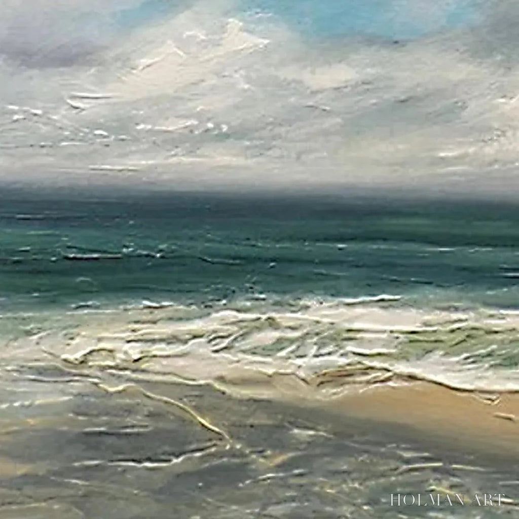 HOLMAN ART Cloudy Coastal Scene – Square Coastal Landscape Painting, Square - image 3