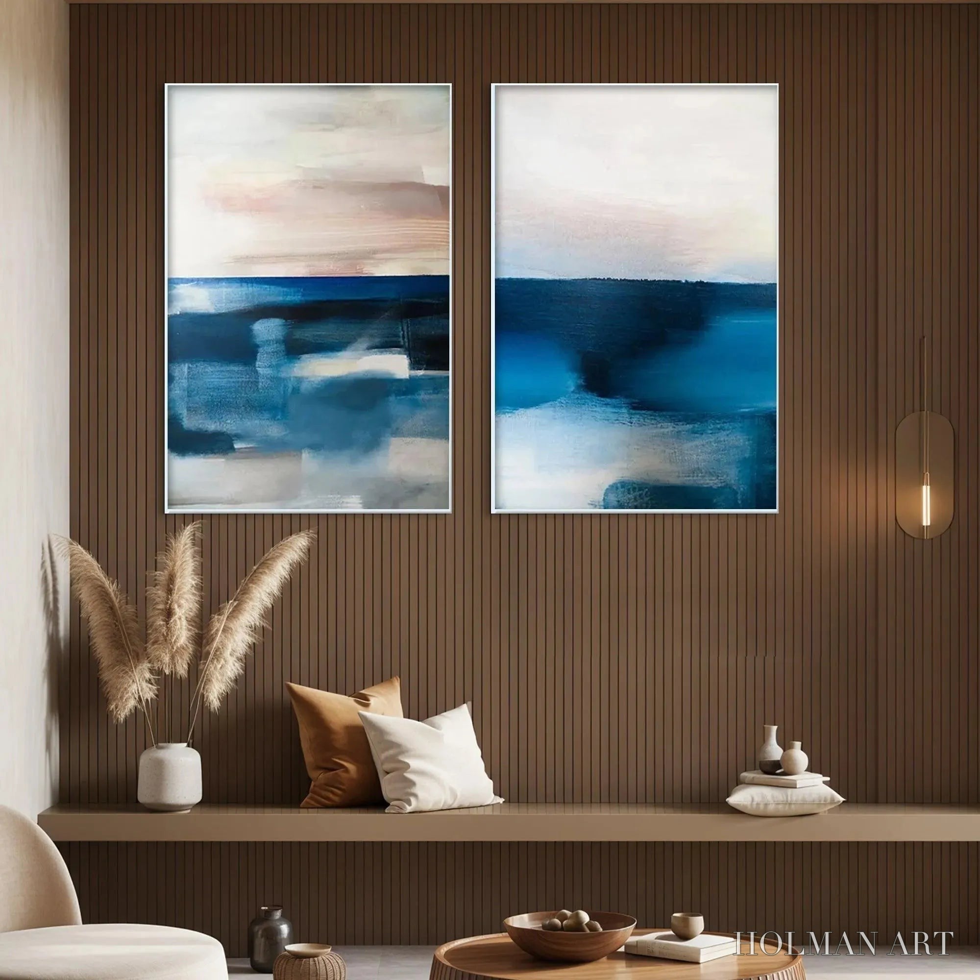 HOLMAN ART Abstract Ocean Diptych – Abstract Seascape Painting Set of 2, Vertical - image 4