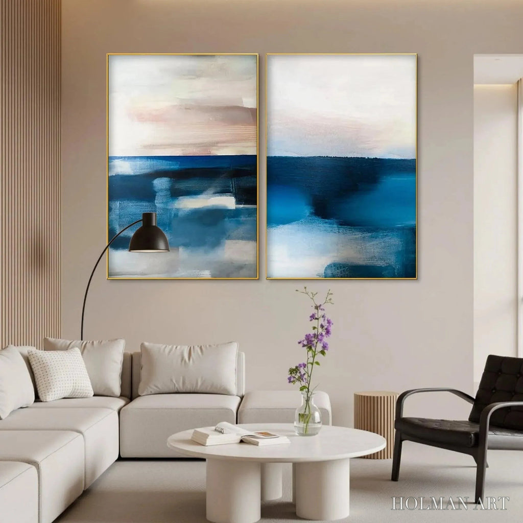 HOLMAN ART Abstract Ocean Diptych – Abstract Seascape Painting Set of 2, Vertical - image 5