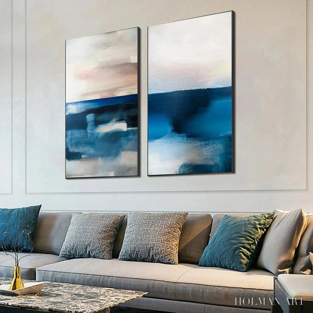 HOLMAN ART Abstract Ocean Diptych – Abstract Seascape Painting Set of 2, Vertical - image 6
