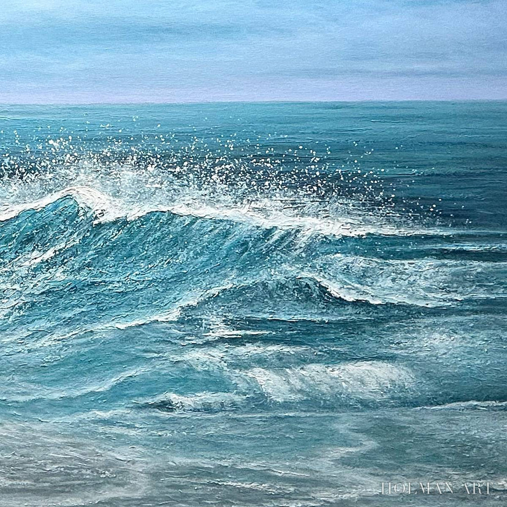 HOLMAN ART Azure Crests – Dynamic Seascape Painting, Panoramic - image 3