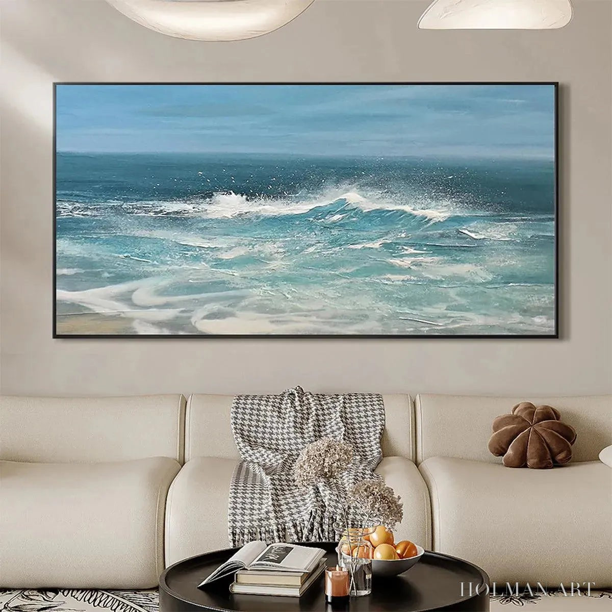 HOLMAN ART Azure Crests – Dynamic Seascape Painting, Panoramic - image 4