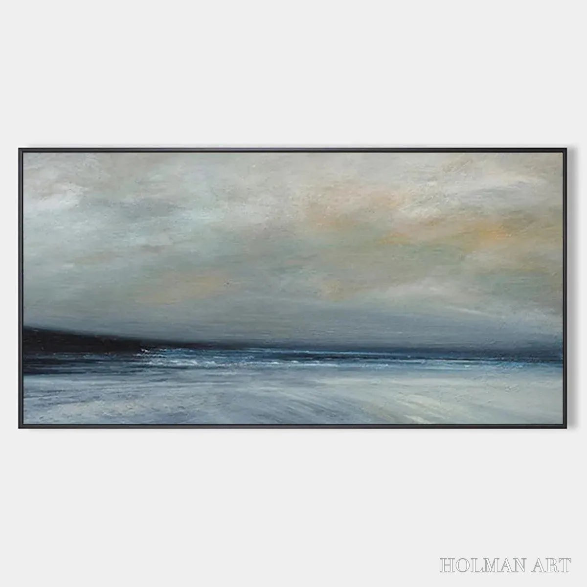 HOLMAN ART Twilight Coast – Panoramic Coastal Landscape Painting, Horizontal - image 1