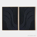 HOLMAN ART Black Textured Waves Diptych – Textured Abstract Painting Set of 2, Vertical - image 1