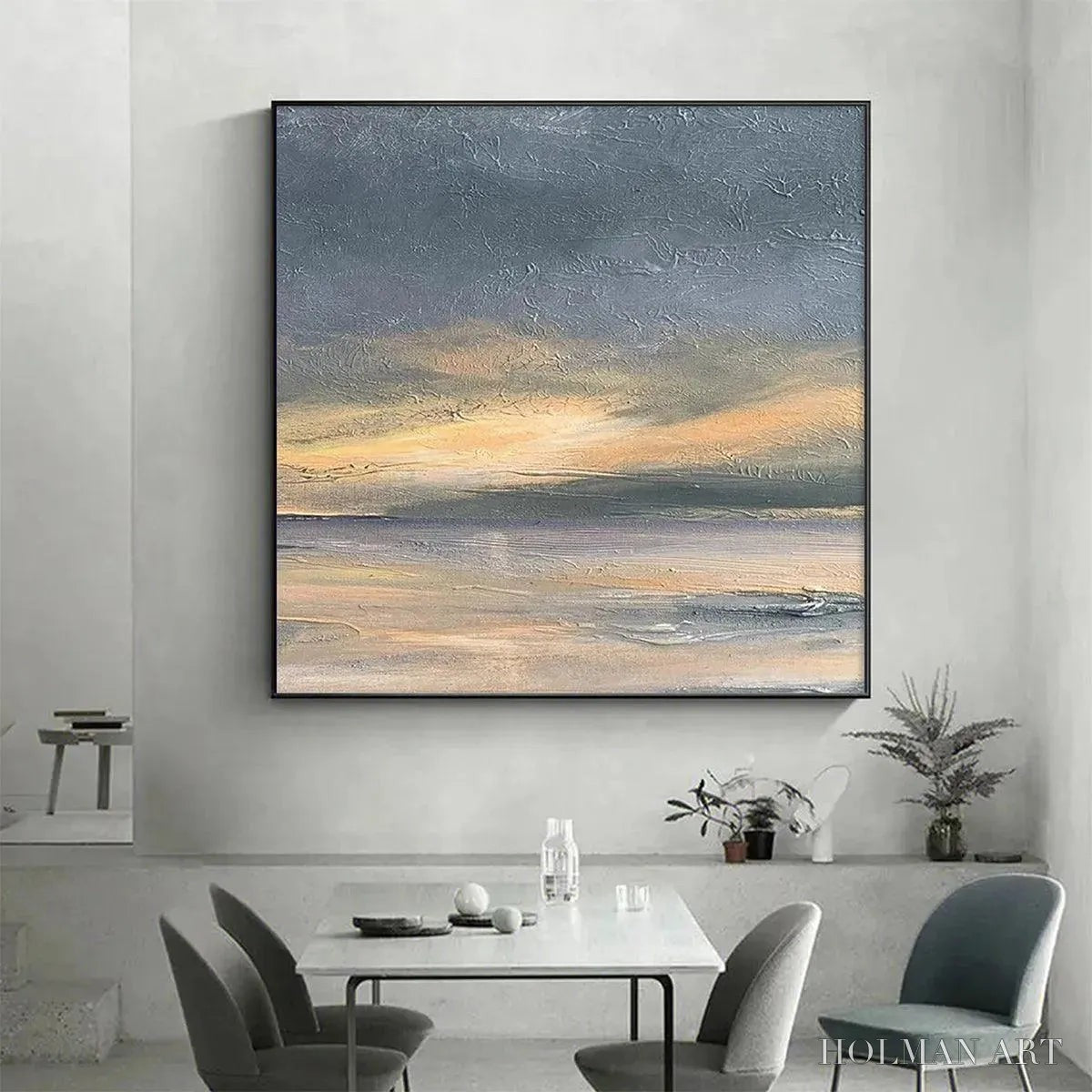 HOLMAN ART Stormy Seascape – Textured Seascape Painting, Square - image 2