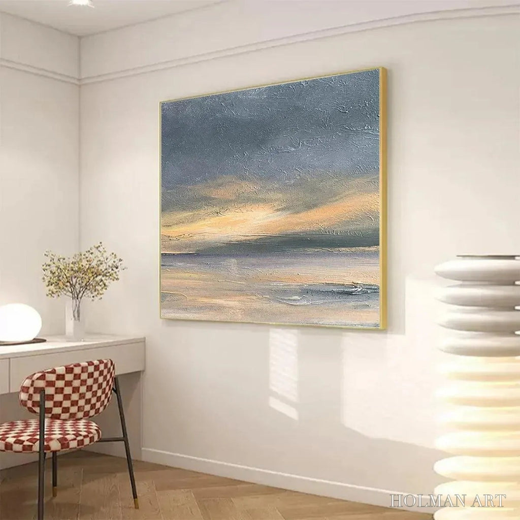 HOLMAN ART Stormy Seascape – Textured Seascape Painting, Square - image 5