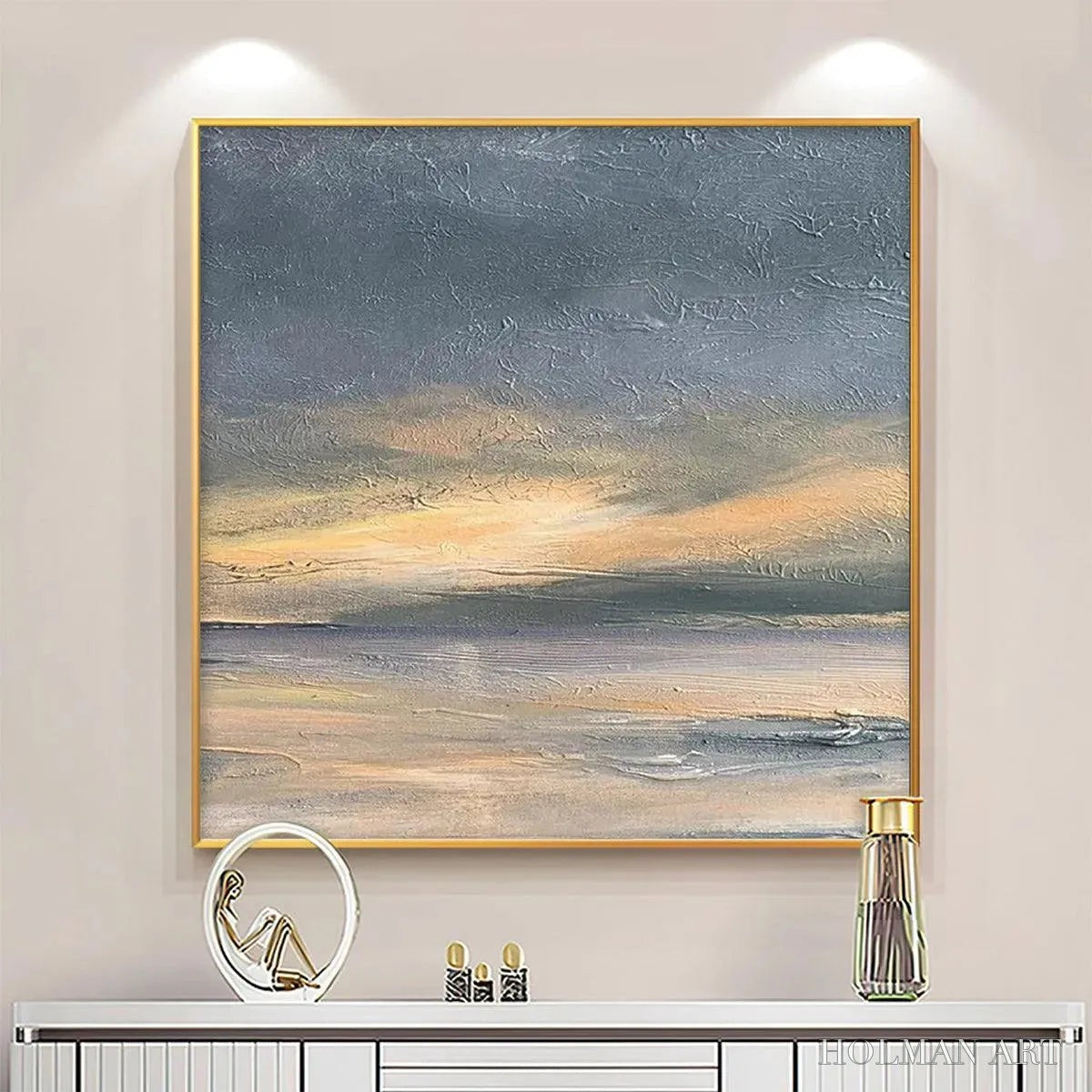 HOLMAN ART Stormy Seascape – Textured Seascape Painting, Square - image 6