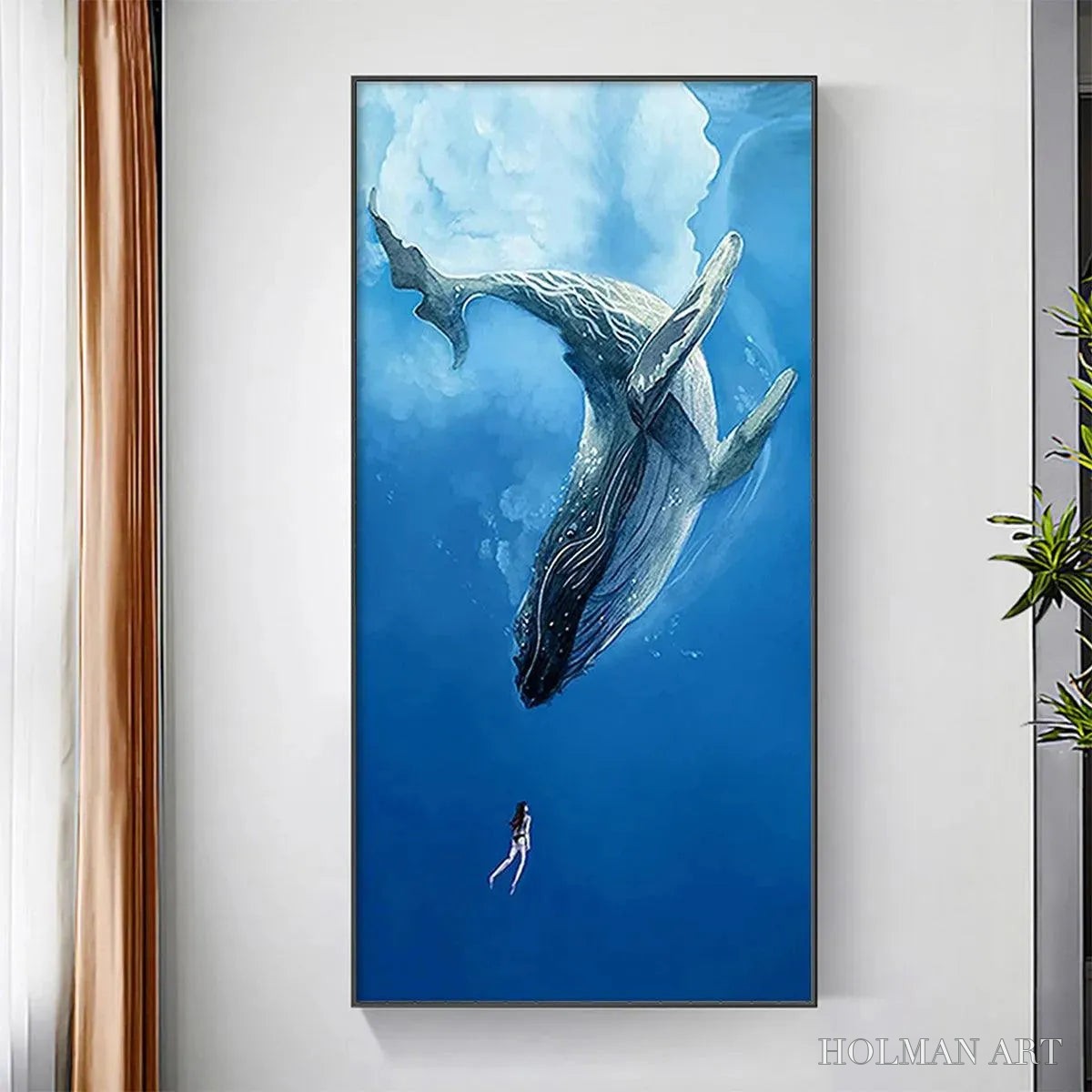 HOLMAN ART Whale Encounter – Majestic Whale and Diver Painting, Vertical - image 2