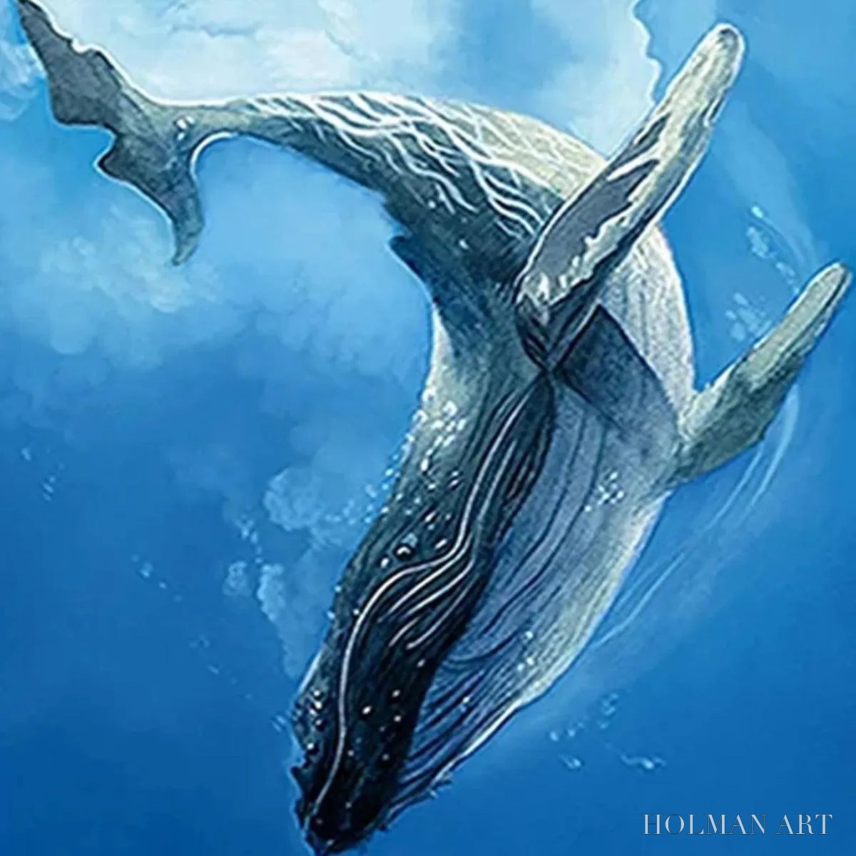 HOLMAN ART Whale Encounter – Majestic Whale and Diver Painting, Vertical - image 4
