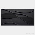 HOLMAN ART Black Textured Waves – Minimalist Textured Painting - image 1