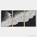 HOLMAN ART Black & White Ocean Triptych – Abstract Ocean Painting Set of 3, Vertical - image 1