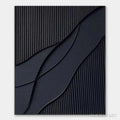 HOLMAN ART Black Textured Waves – Minimalist Textured Abstract Painting - image 1
