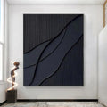 HOLMAN ART Black Textured Waves – Minimalist Textured Abstract Painting - image 2