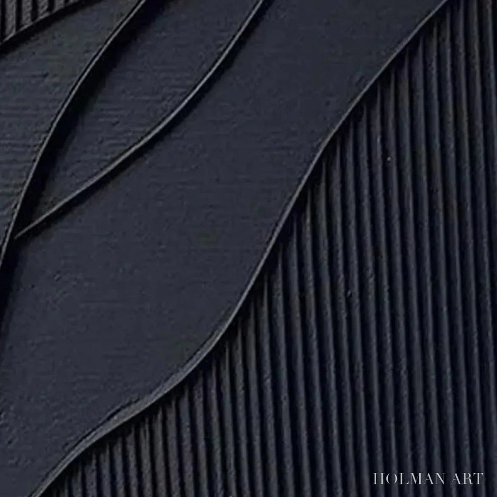 HOLMAN ART Black Textured Waves – Minimalist Textured Abstract Painting - image 4