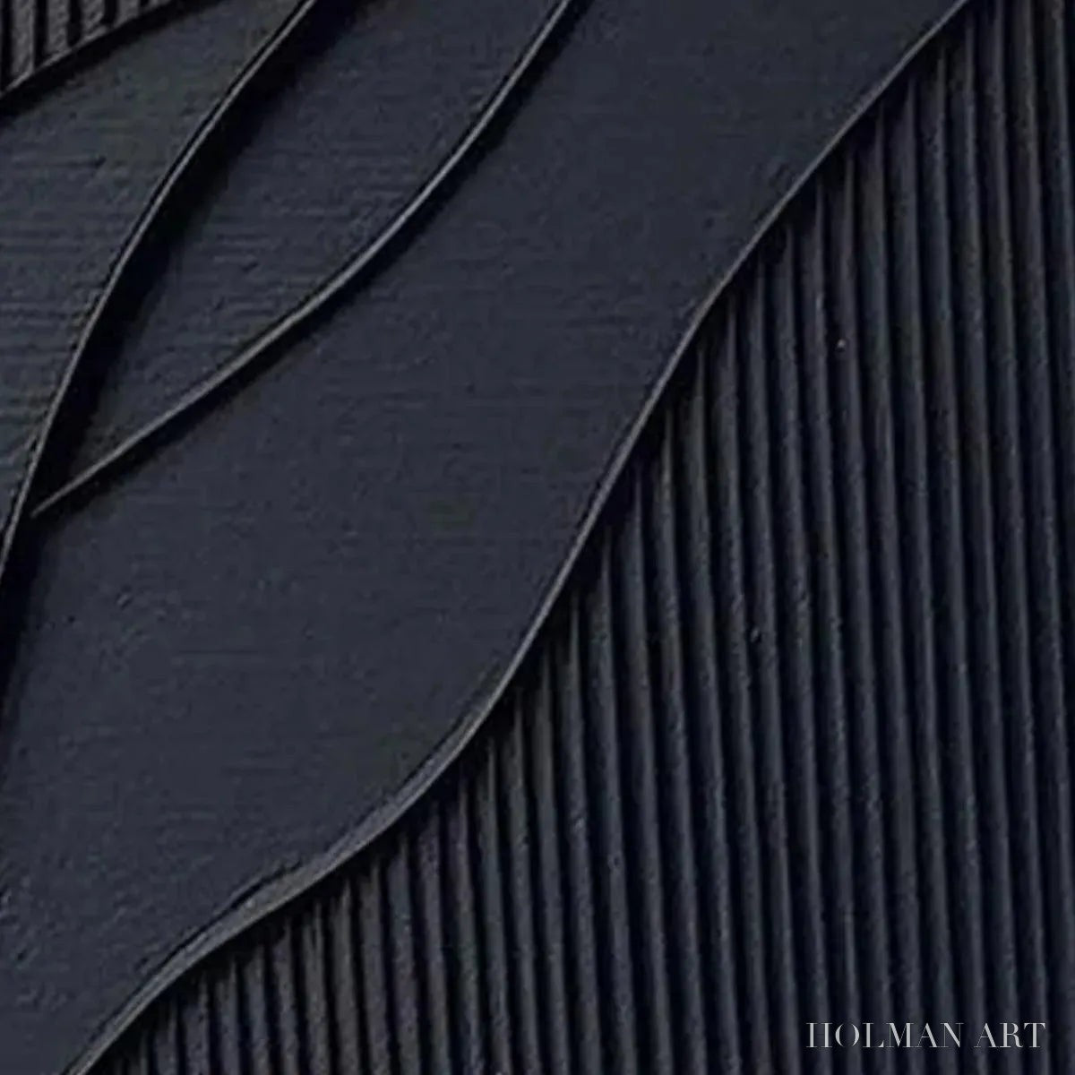 HOLMAN ART Black Textured Waves – Minimalist Textured Abstract Painting - image 4