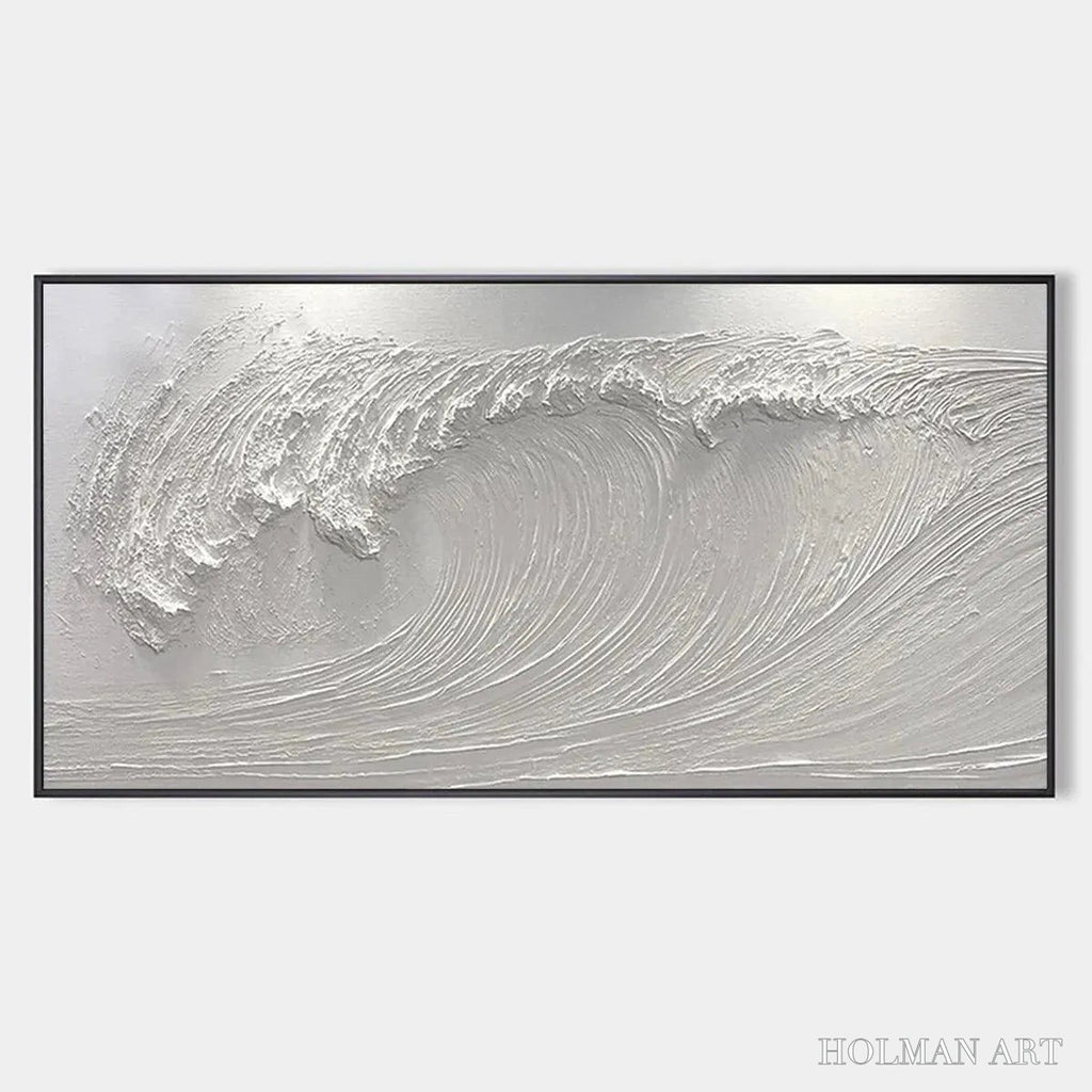 HOLMAN ART Frozen Tide – Textured White Wave Painting - image 1