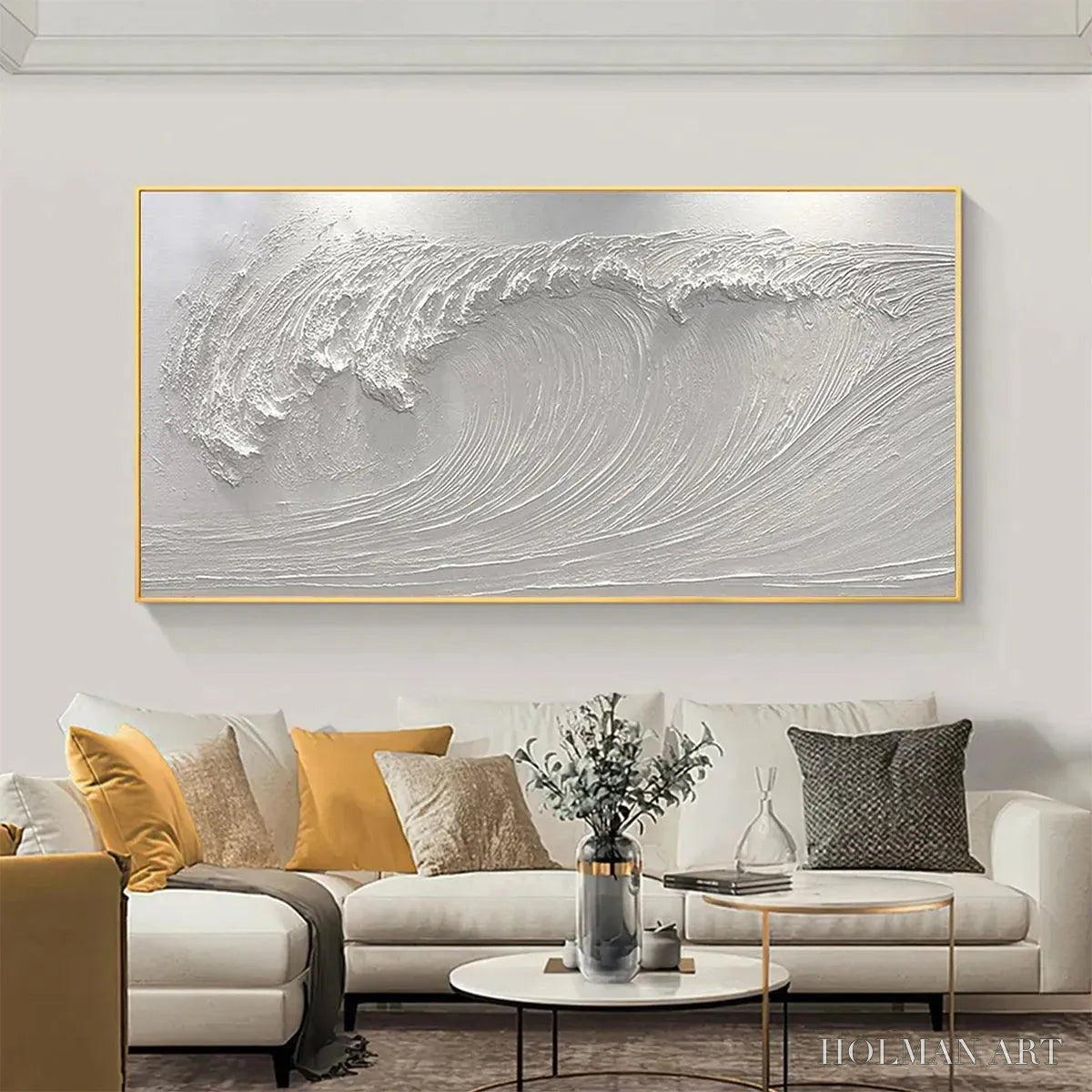 HOLMAN ART Frozen Tide – Textured White Wave Painting - image 2