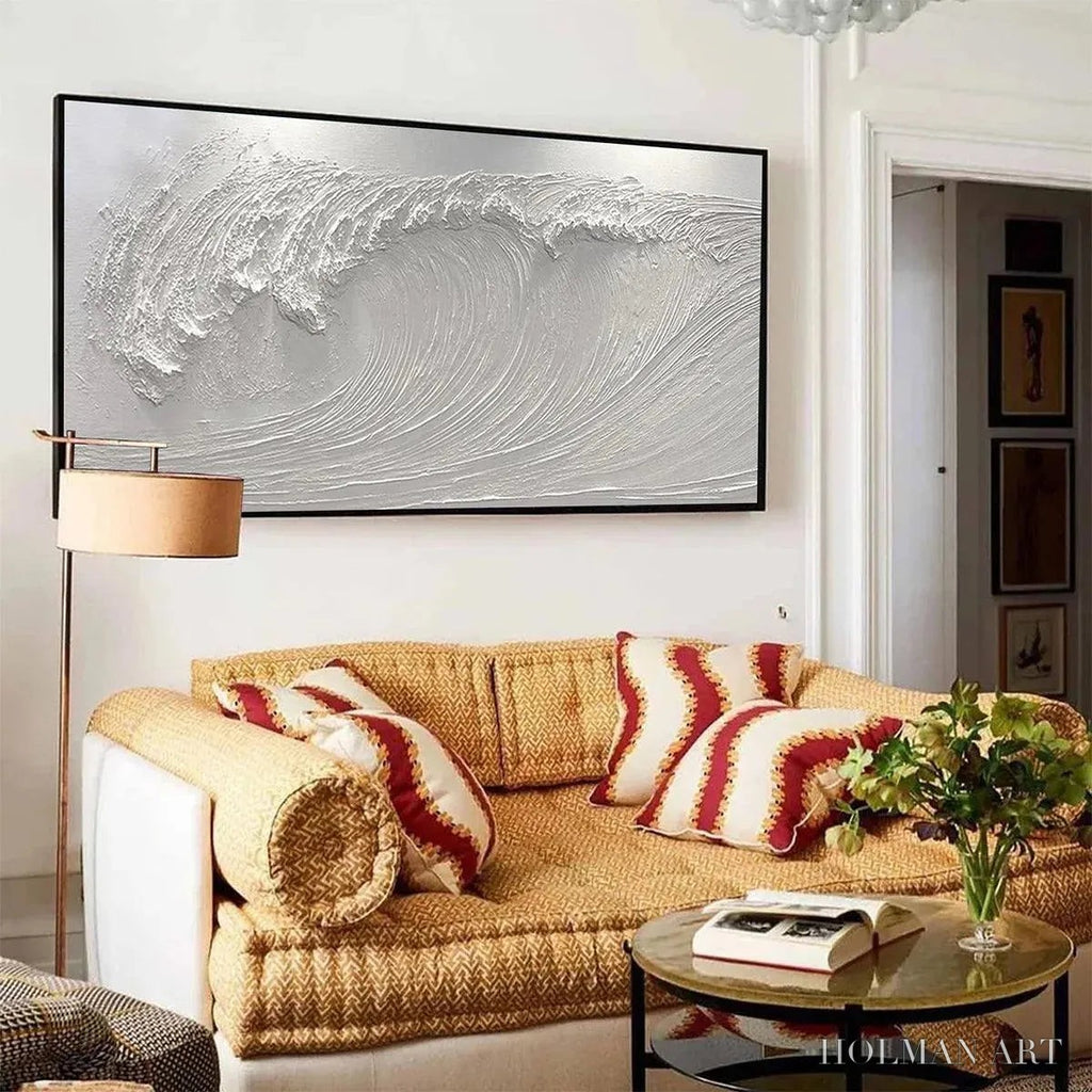 HOLMAN ART Frozen Tide – Textured White Wave Painting - image 4