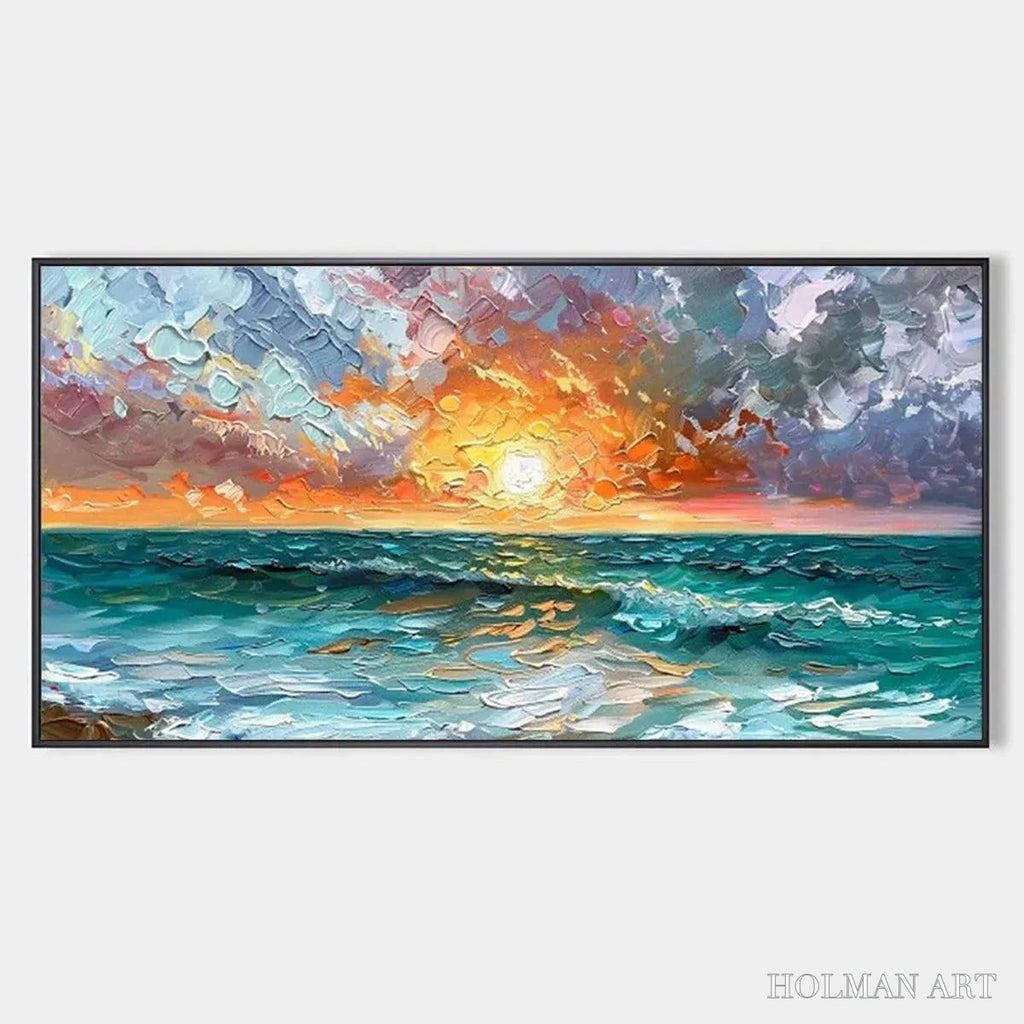HOLMAN ART Ocean Sunset – Impasto Seascape Painting - image 1