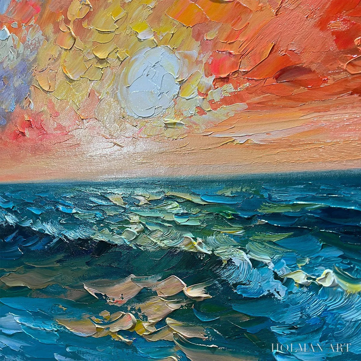 HOLMAN ART Ocean Sunset – Impasto Seascape Painting - image 3