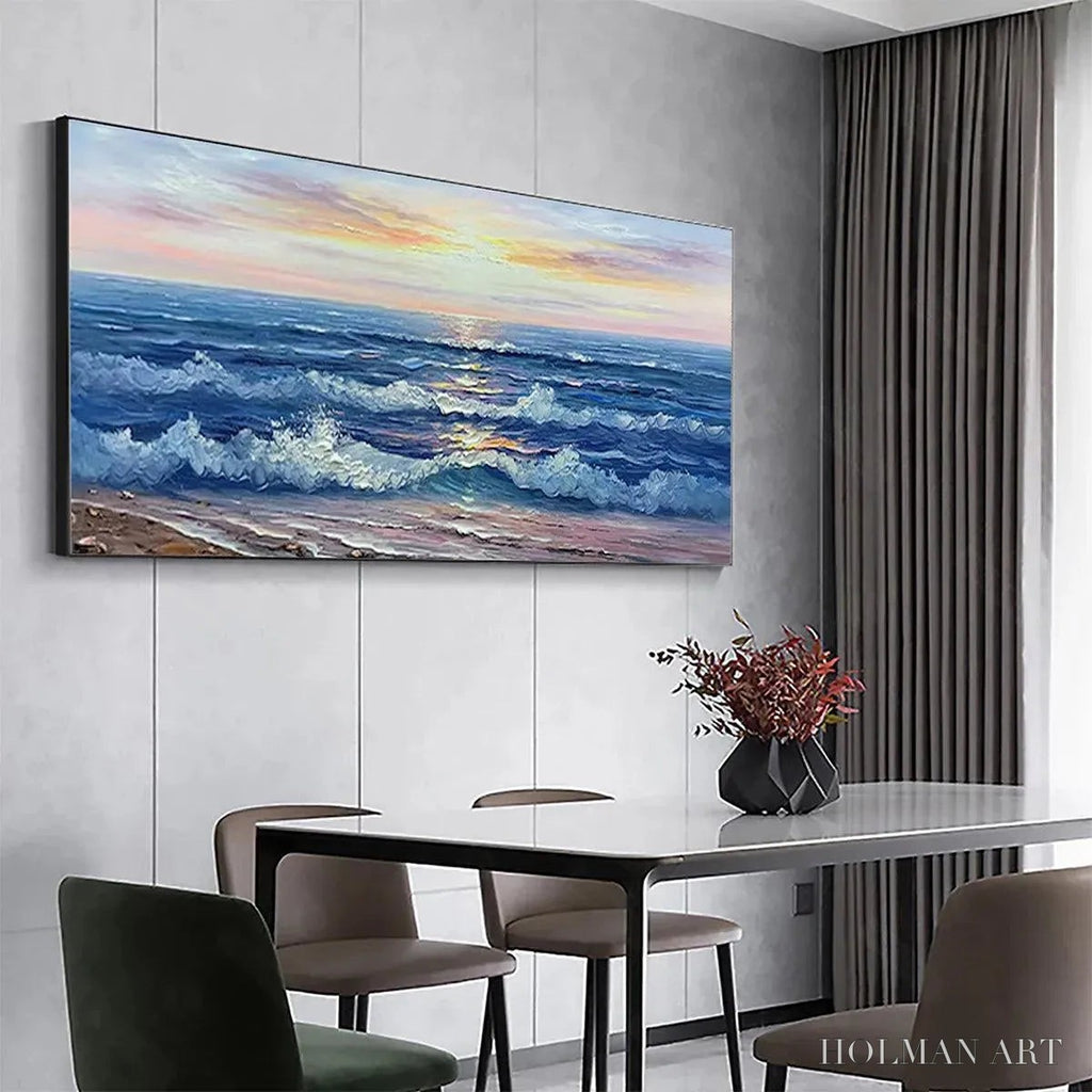HOLMAN ART Golden Sunset Serenade – Panoramic Ocean Sunset Painting - image 6
