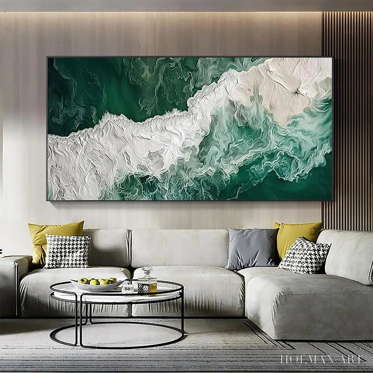 HOLMAN ART Emerald Flow – Abstract Ocean Painting, Horizontal - image 2