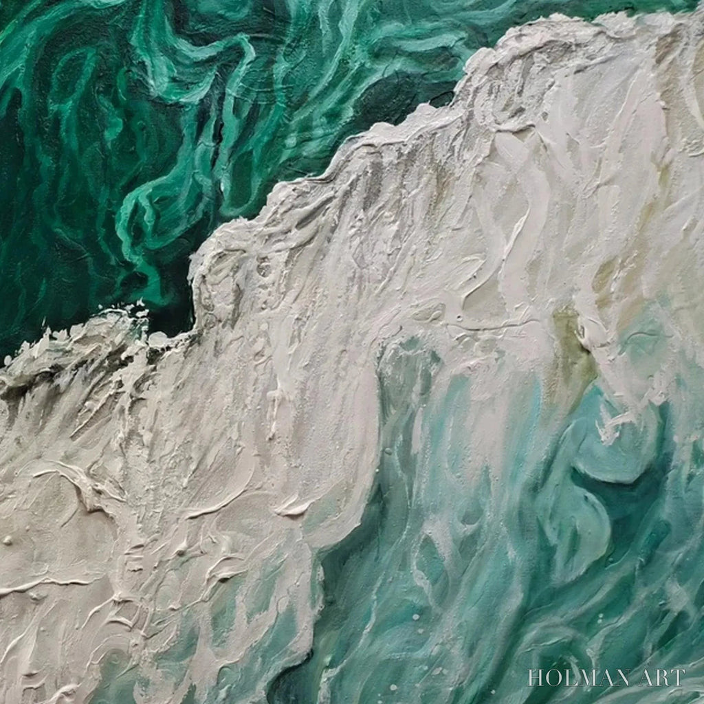 HOLMAN ART Emerald Flow – Abstract Ocean Painting, Horizontal - image 3