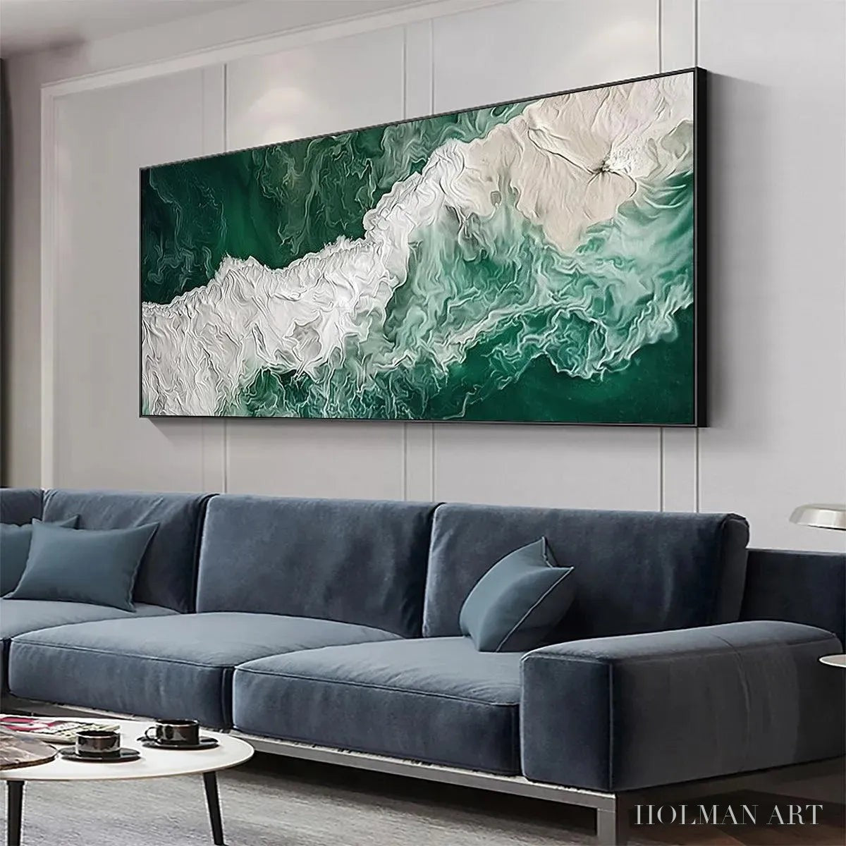 HOLMAN ART Emerald Flow – Abstract Ocean Painting, Horizontal - image 4