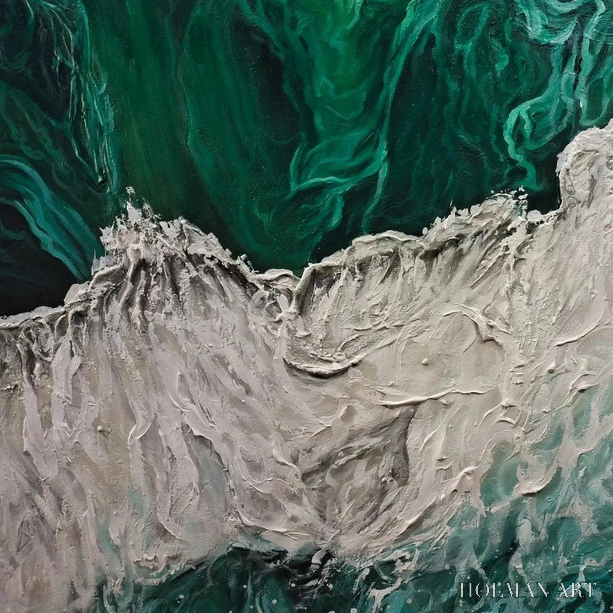 HOLMAN ART Emerald Flow – Abstract Ocean Painting, Horizontal - image 5