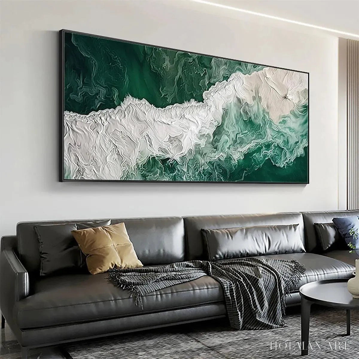 HOLMAN ART Emerald Flow – Abstract Ocean Painting, Horizontal - image 6