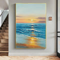 HOLMAN ART Sunkissed Shores – Vertical Ocean Sunset Painting, Beach - image 2