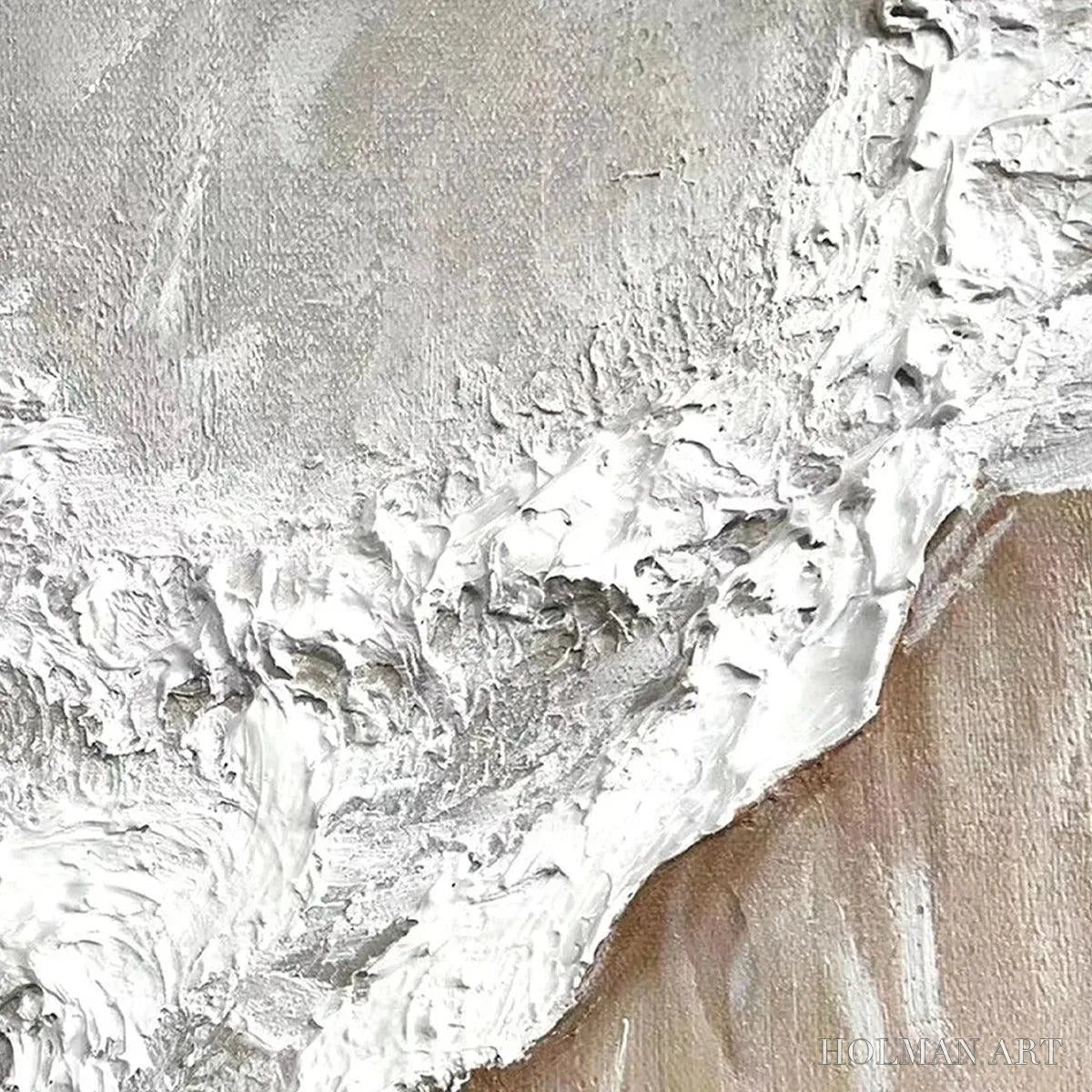 HOLMAN ART Sandy Whispers – Minimalist Beach Waves Painting, Horizontal - image 3