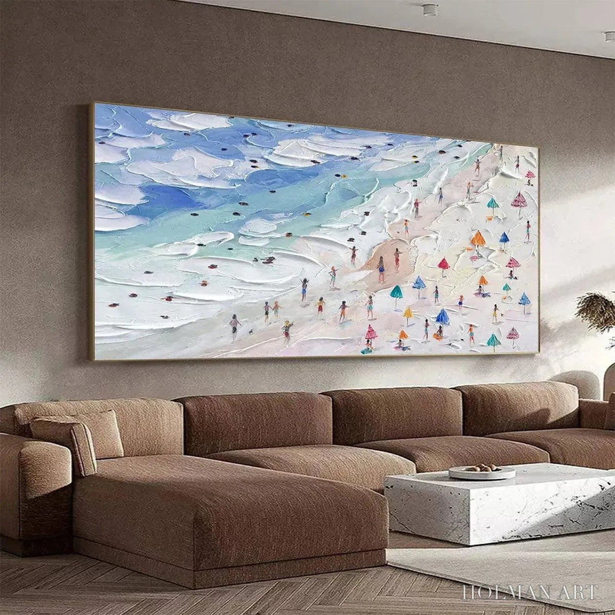 HOLMAN ART Beach Day Vibes – Textured Beach Scene Painting, Horizontal - image 5