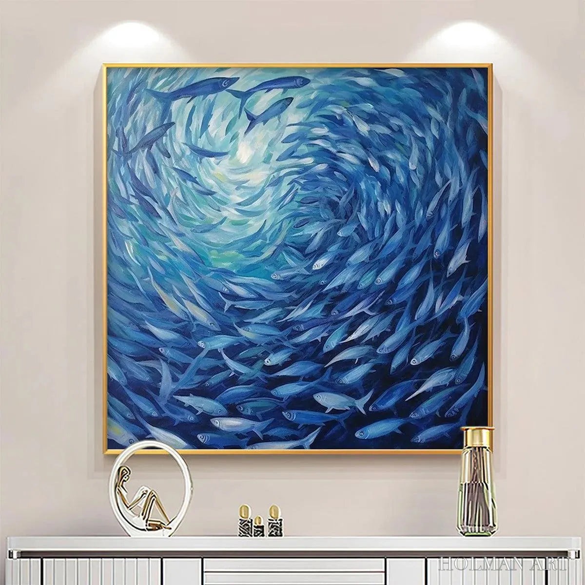 HOLMAN ART Oceanic Whirl – Dynamic Painting of a School of Fish - image 2